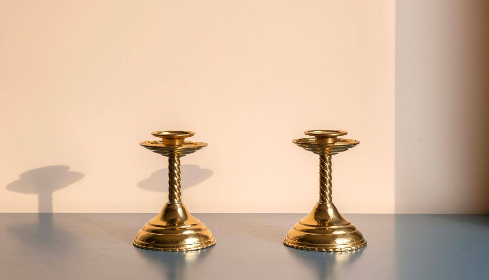 Brass Twisted Candle Holders, Two Golden Spiral Candlesticks, Barley Twist, Victorian Turned Candelabra, Country Home Decor
