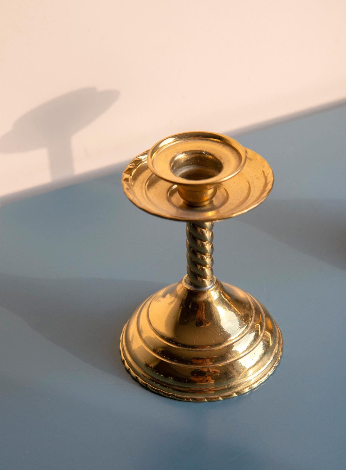 Brass Twisted Candle Holders, Two Golden Spiral Candlesticks, Barley Twist, Victorian Turned Candelabra, Country Home Decor photo buy