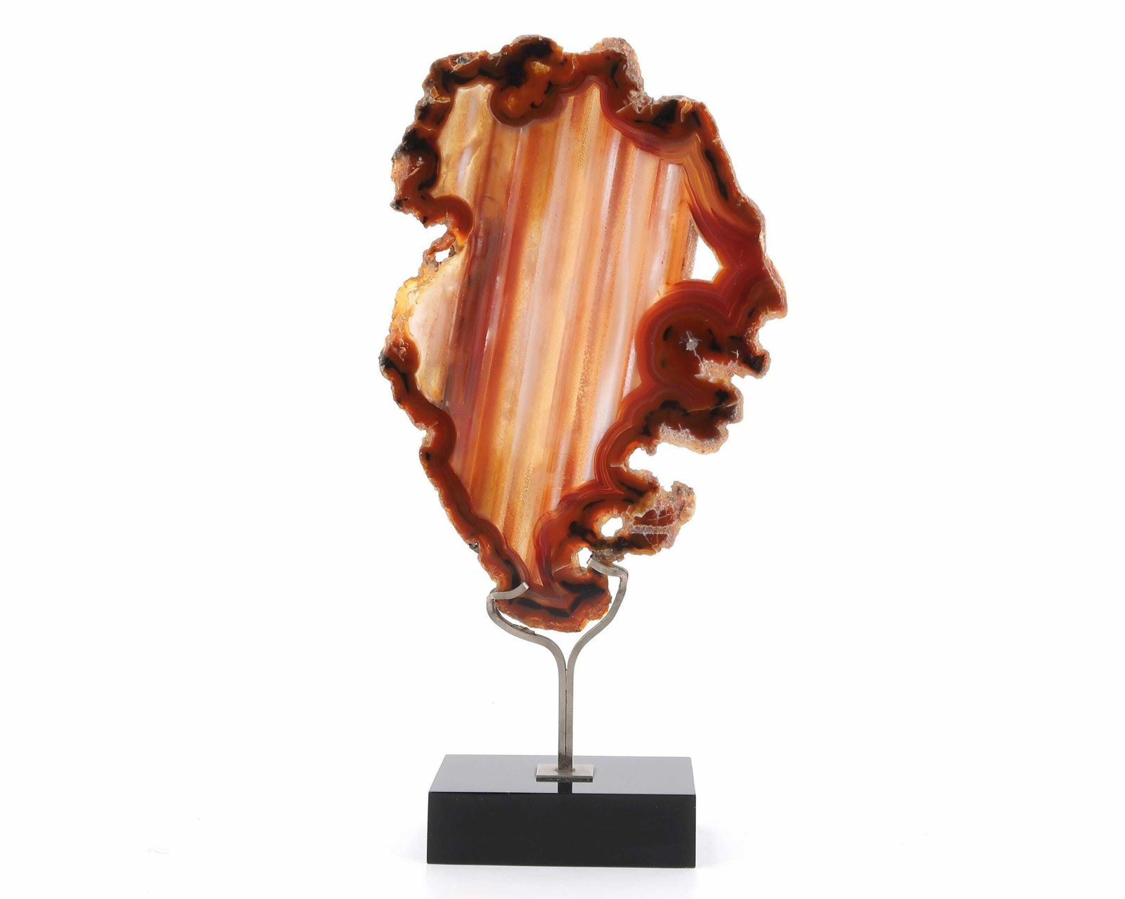Bruine Agaatschijf, Lucite En Messing Voet, Jaren 1970 / Cabinet Of Curiosities, Boho Chic, Bohemian, Folk, Mineraal, Steen, Natuur photo for sale