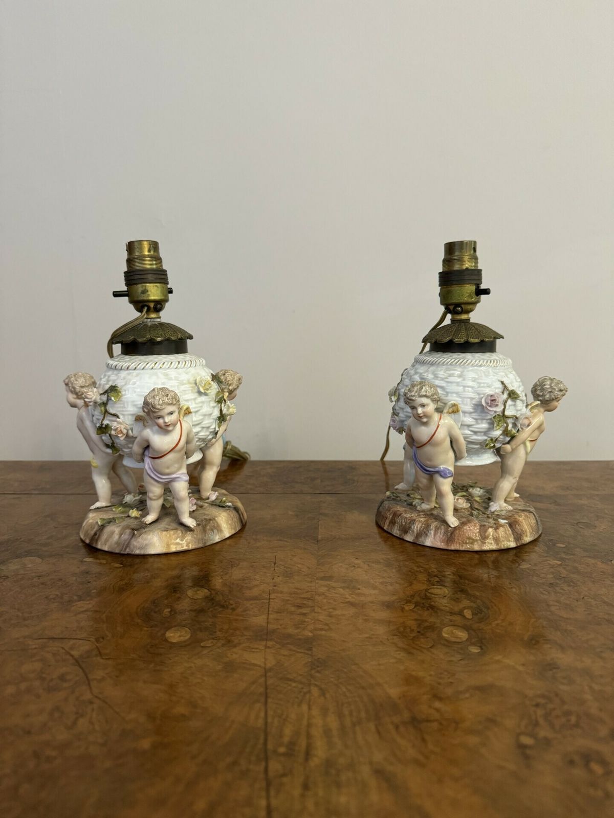 Outstanding Quality Pair Of Antique Sitzendorf Porcelain Lamps photo furniture