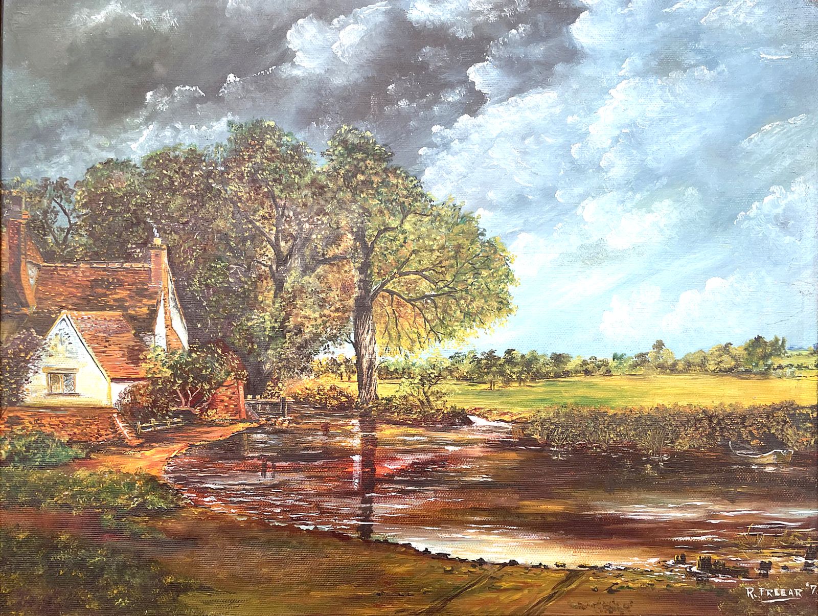 Fine Mid C20th Oil On Canvas   "Willy Lotts Cottage At Flatford" photo for sale