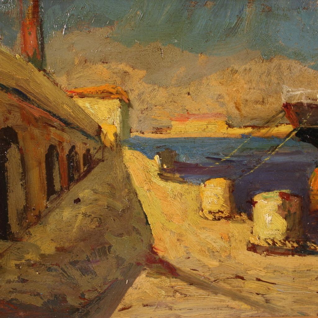 photo vinterior Painting Signed Giovanni Bartolena From The 20th Century