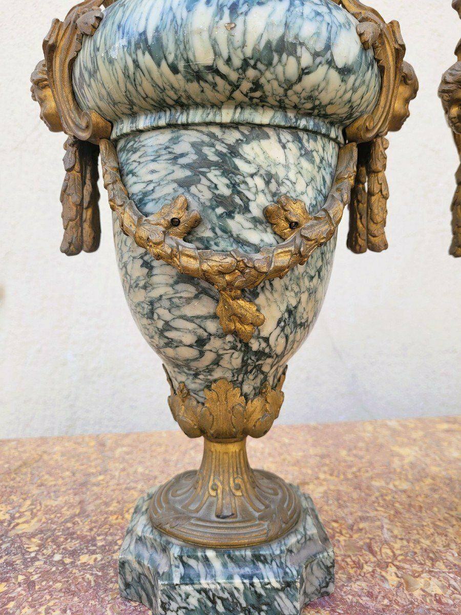 photo furniture Pair Of Marble And Bronze Cassolettes, 19th Century