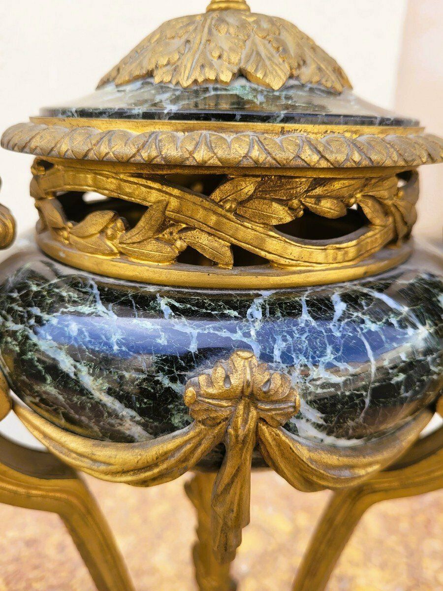 photo furniture Pair Of Marble And Bronze Cassolettes, 19th Century