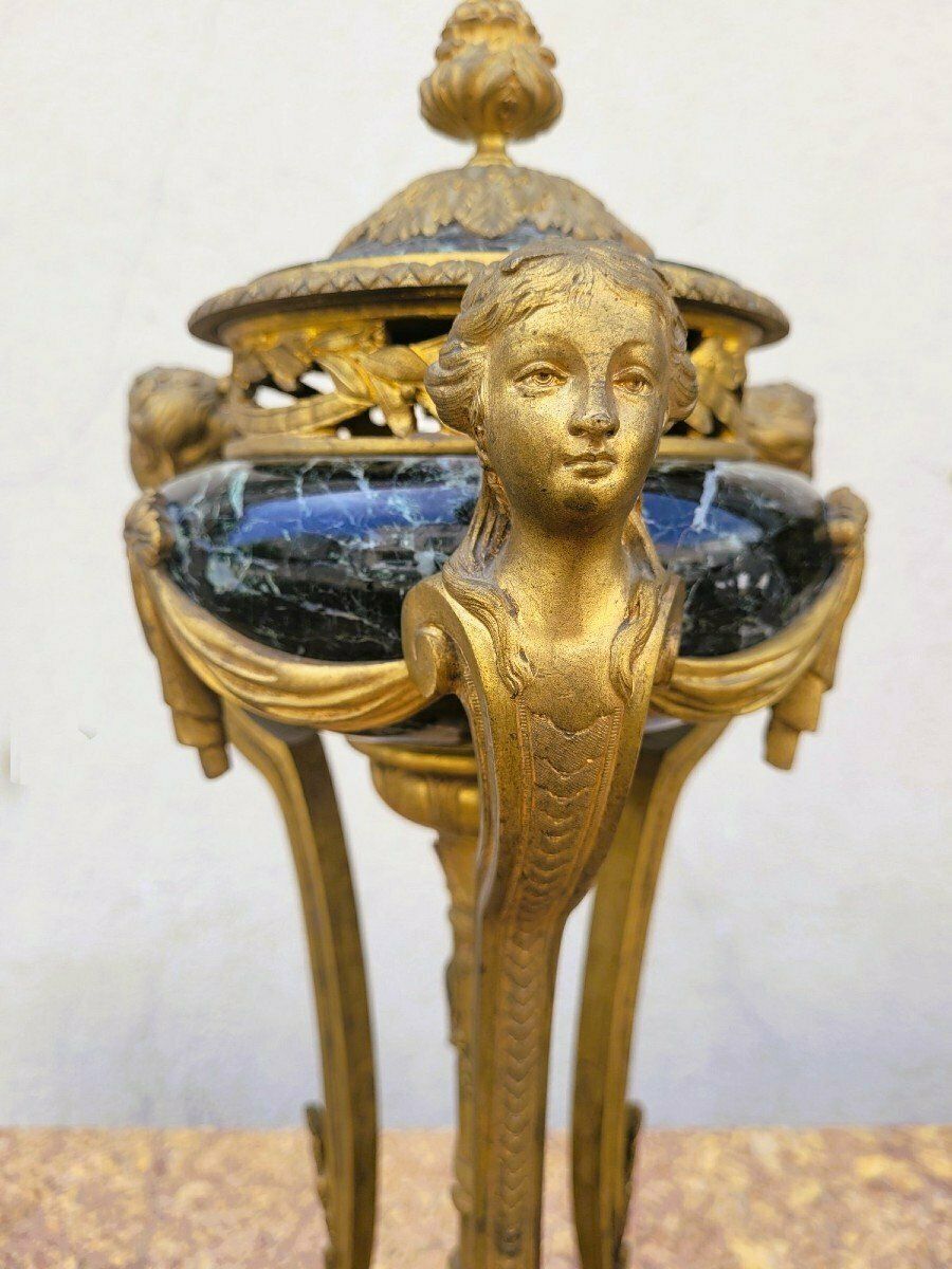 photo for sale Pair Of Marble And Bronze Cassolettes, 19th Century
