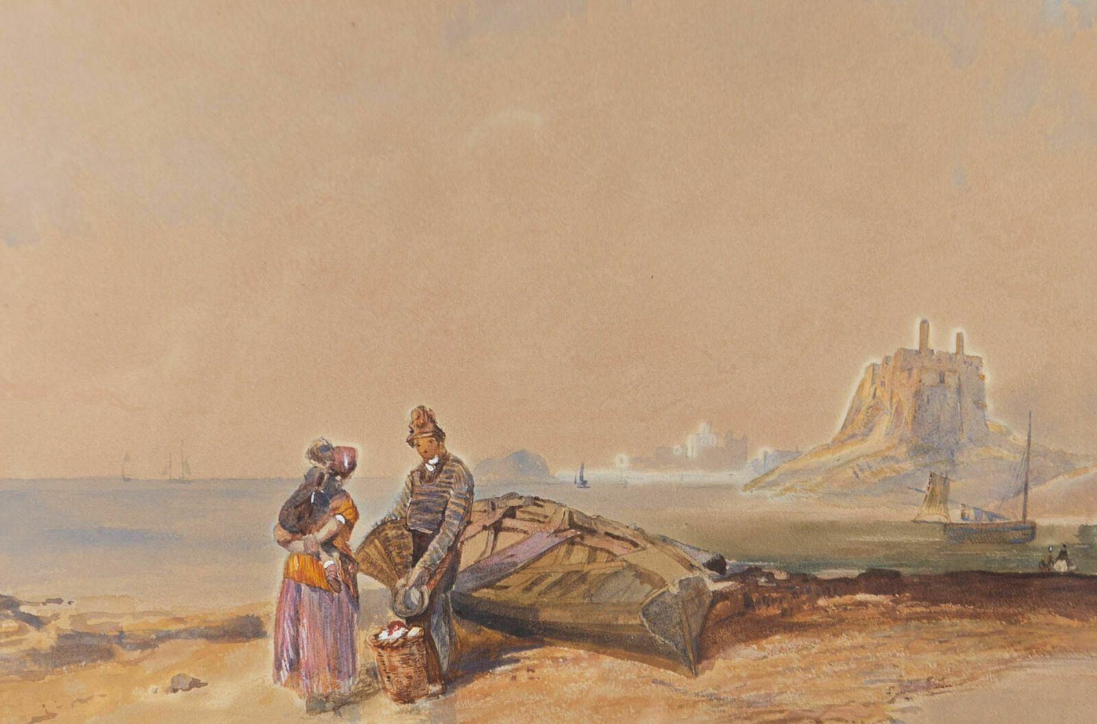 Framed Mid 19th Century Watercolour   The Fisherman's Wife photo furniture