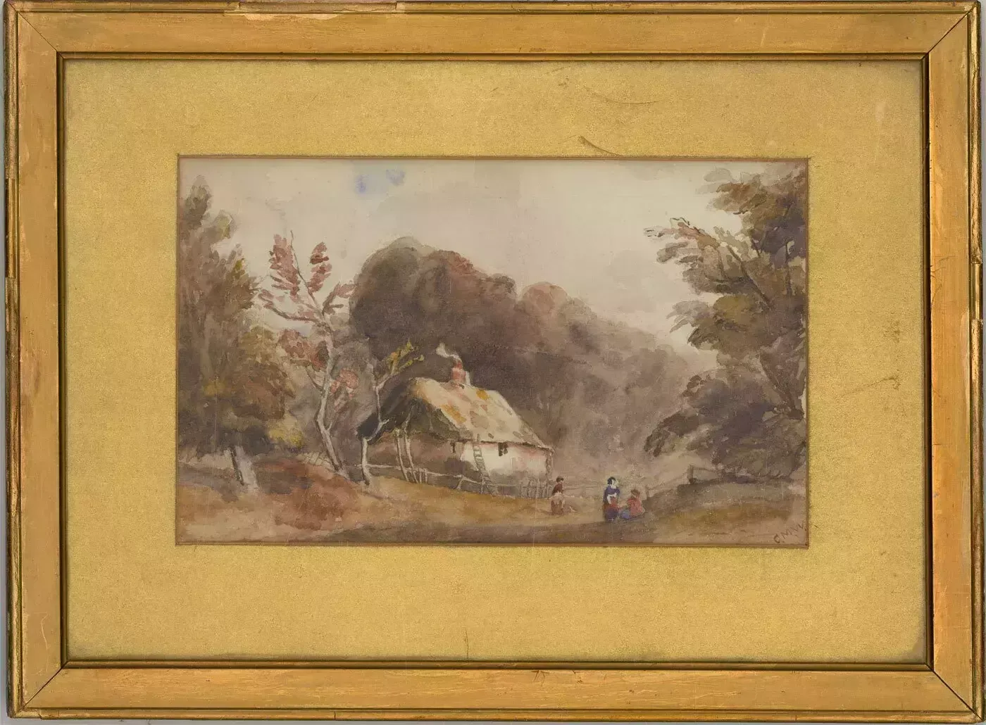C. M. W.   Signed & Framed 19th Century Watercolour, A Quiet Cottage