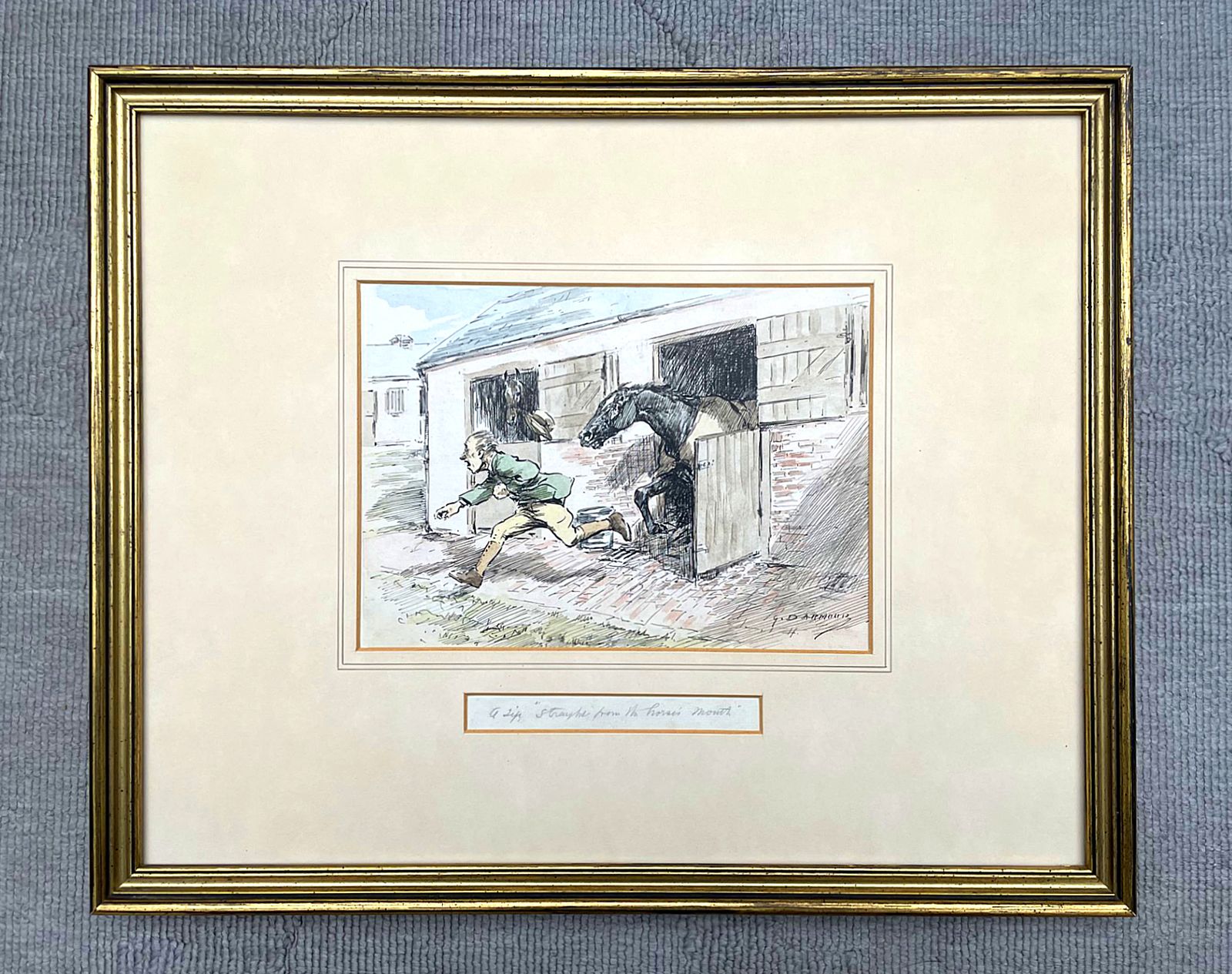 Superb Edwardian Watercolour By George Denholm Armour (1864 1949)   "Straight From The Horses Mouth"