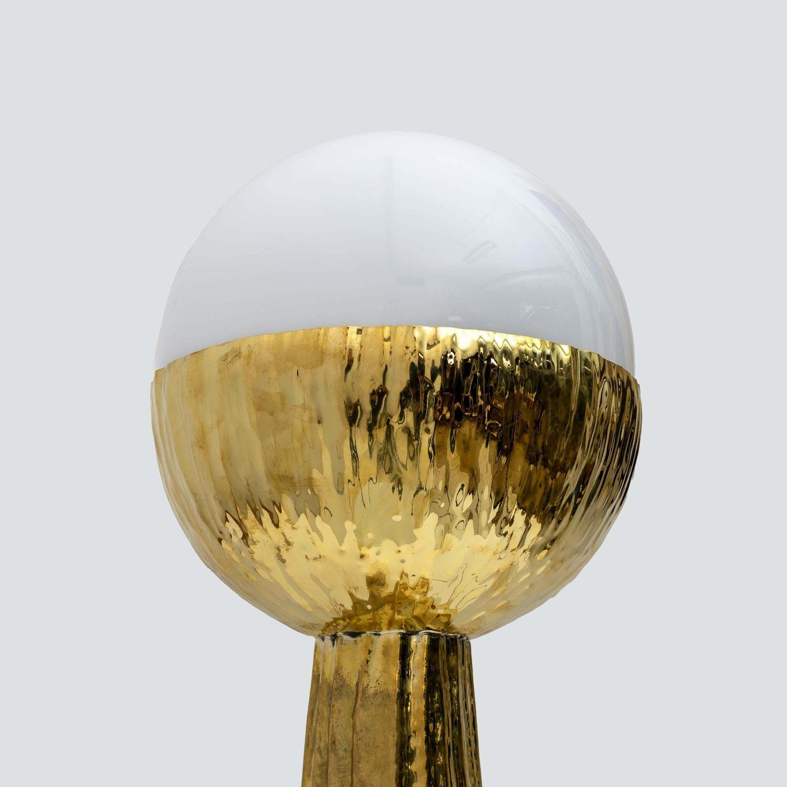 Pair Of Modern Italian Brass And Opaline Glass Table Lamps photo for sale
