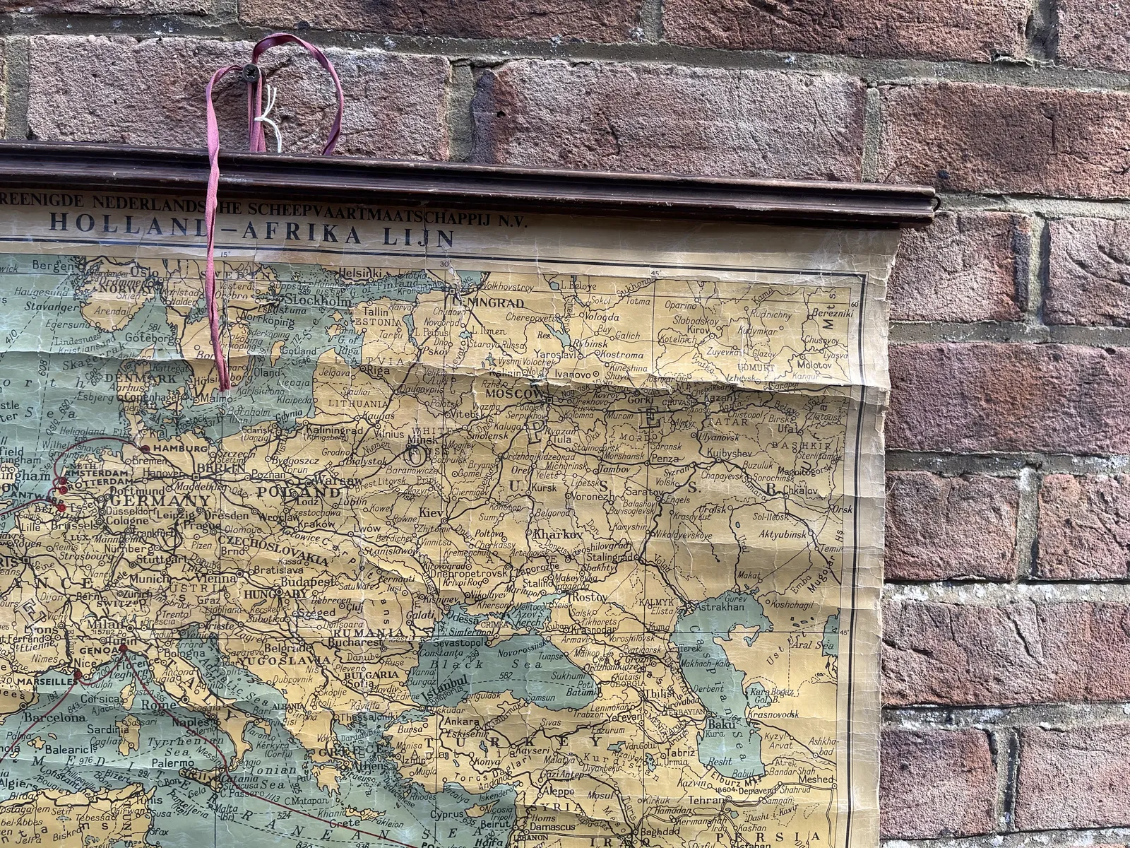 Linen Backed Holland Africa Line (Vns) Agents Route Map 1950 Oranjefontein photo buy