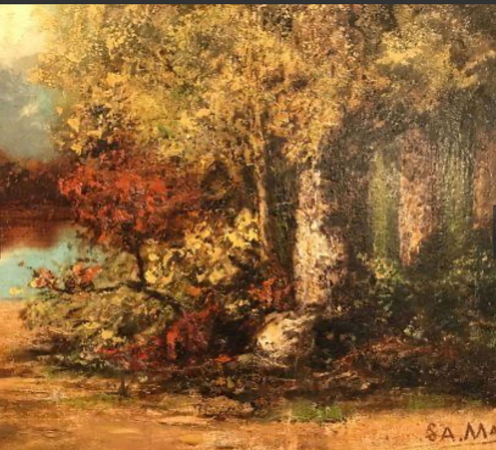 S A Mason   Oil On Canvas   Lady By The Lake photo for sale