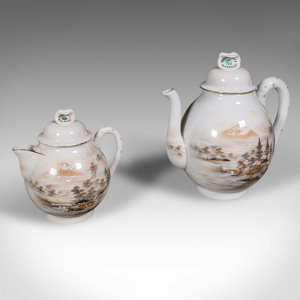 Antique Kutani Tea Service, Japanese, Porcelain, Teapot, Cup & Saucer, Victorian photo furniture