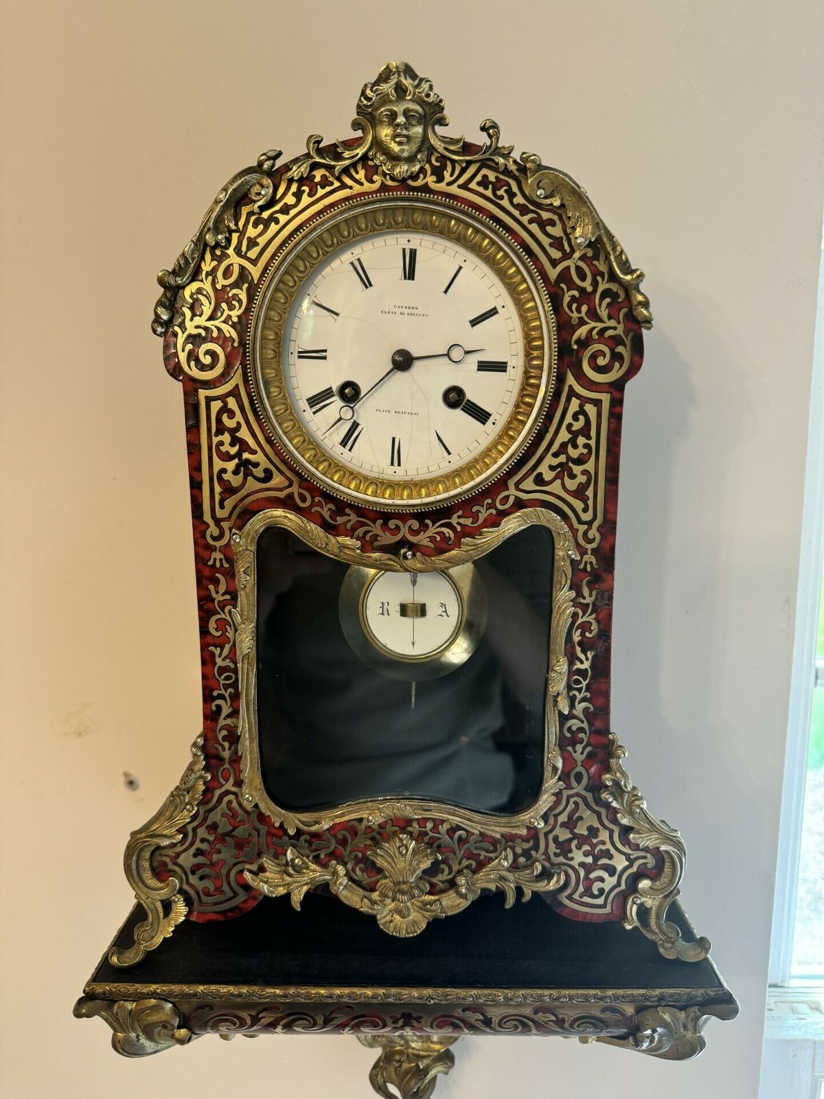 Antique 19th Century Quality French Boulle Bracket Clock With Original Bracket photo for sale