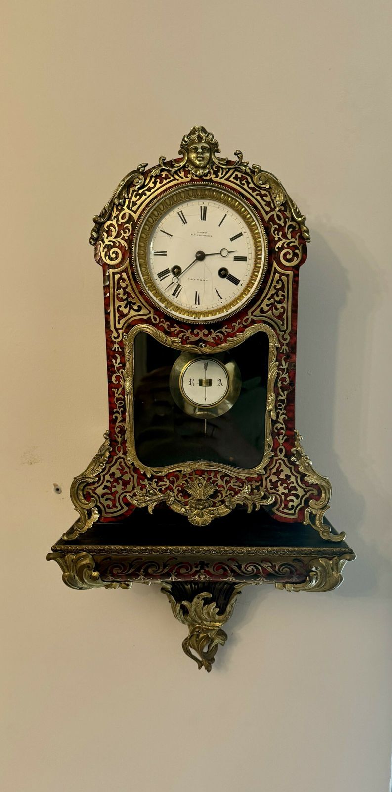 Antique 19th Century Quality French Boulle Bracket Clock With Original Bracket