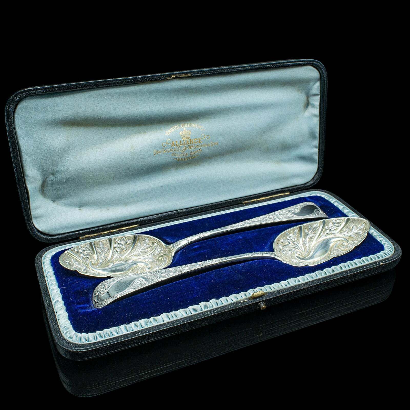 Pair Of Antique Dessert Spoons, English, Silver, Trifle, Hallmarked, Georgian photo furniture