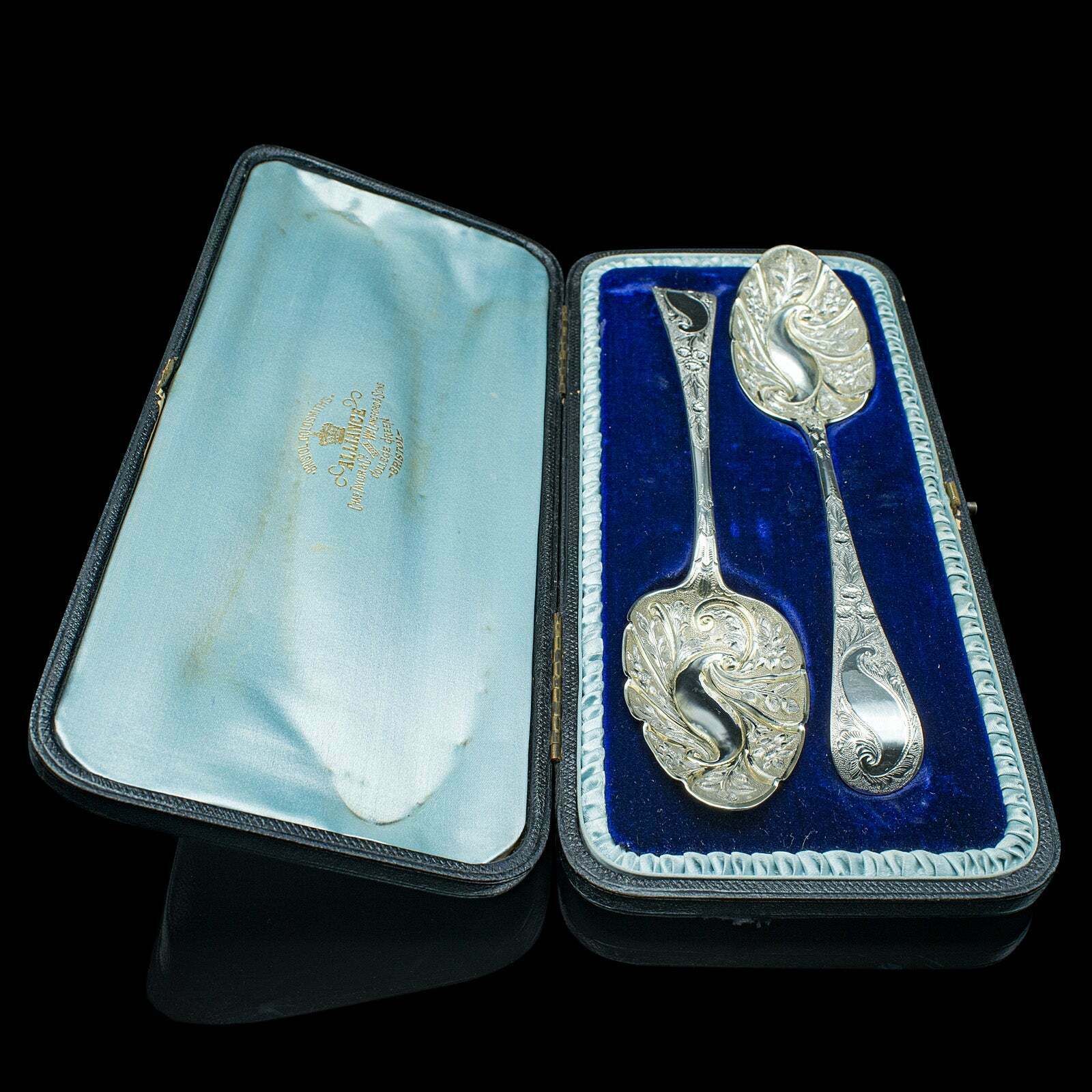 Pair Of Antique Dessert Spoons, English, Silver, Trifle, Hallmarked, Georgian photo Home Decor