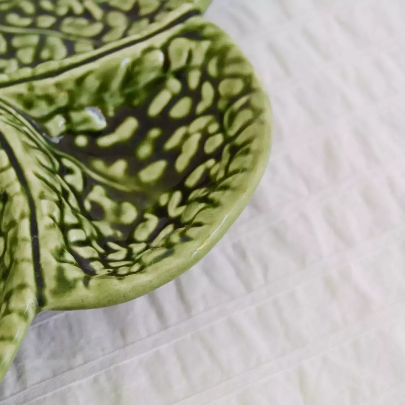 Subtil John Buck Majolica Green Cabbage Leaf Serving Plate Portuguese Pottery photo Home Decor