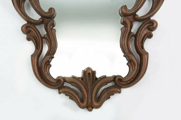 Baroque Mirror With Hand Carved Oak Ornated Frame, France, 1950s photo vinterior
