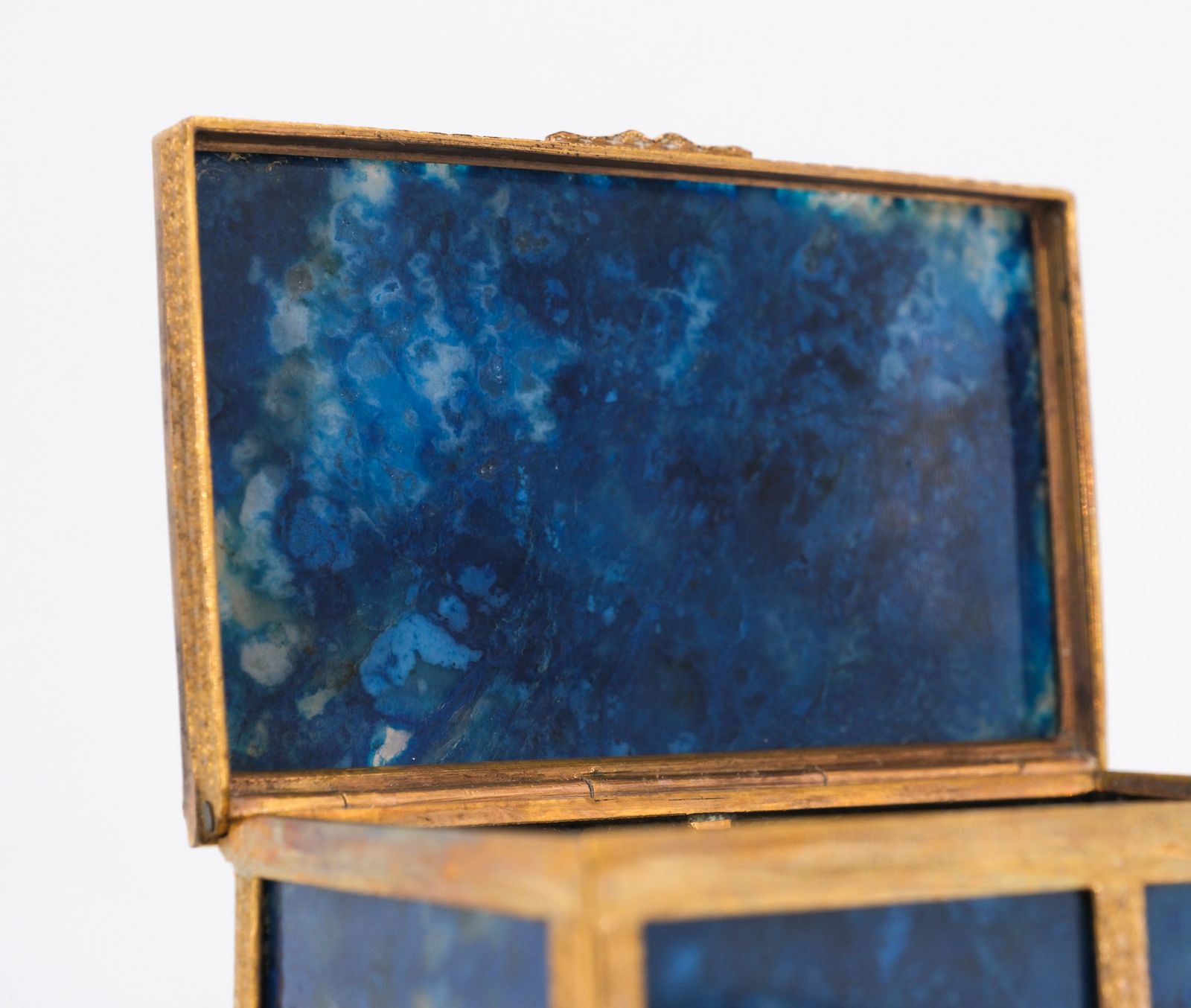 Antique Lapis Lazuli & Gilt Metal Miniature Box Casket French Circa 1880 photo Home Decor