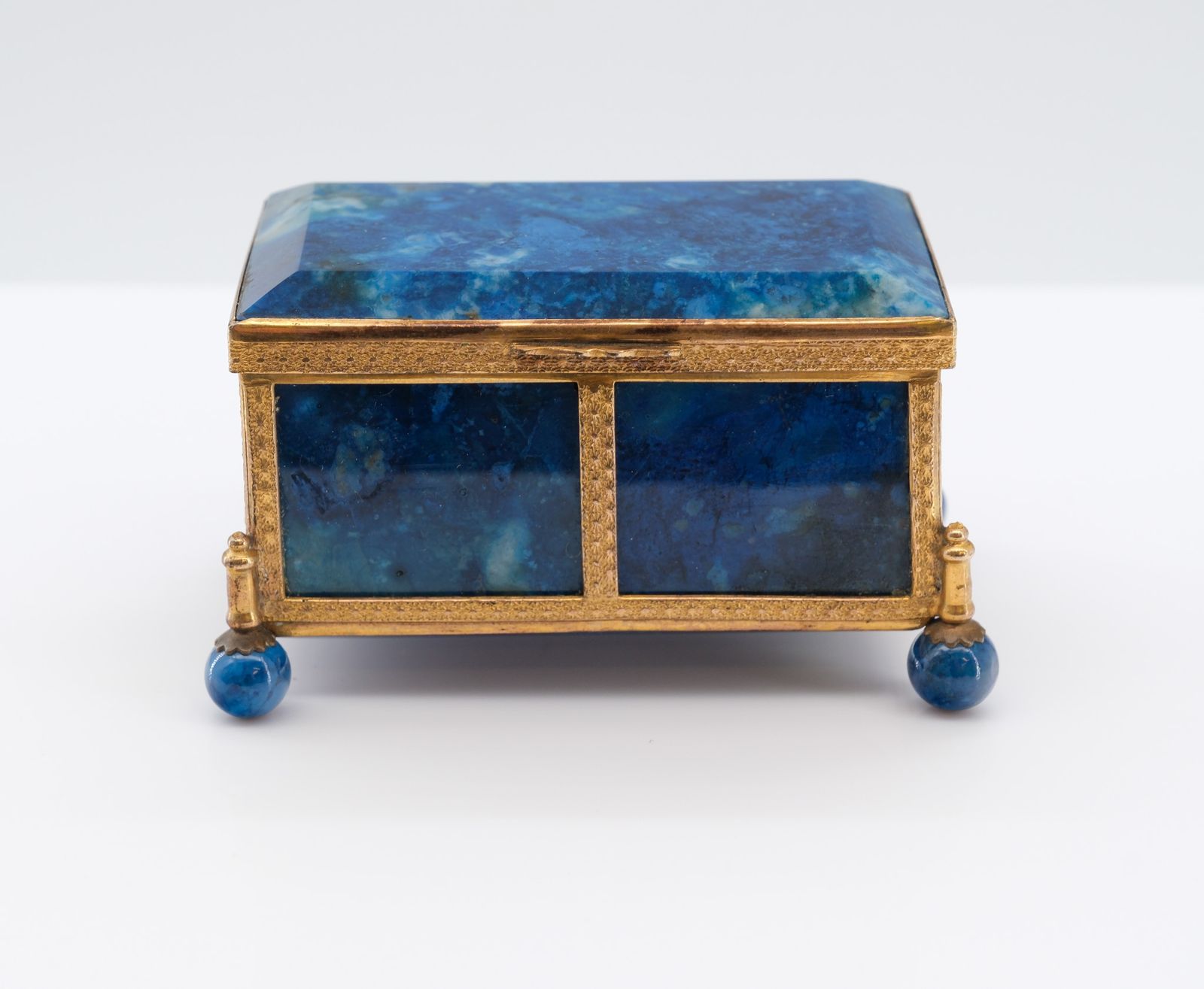 Antique Lapis Lazuli & Gilt Metal Miniature Box Casket French Circa 1880 photo 1245.0