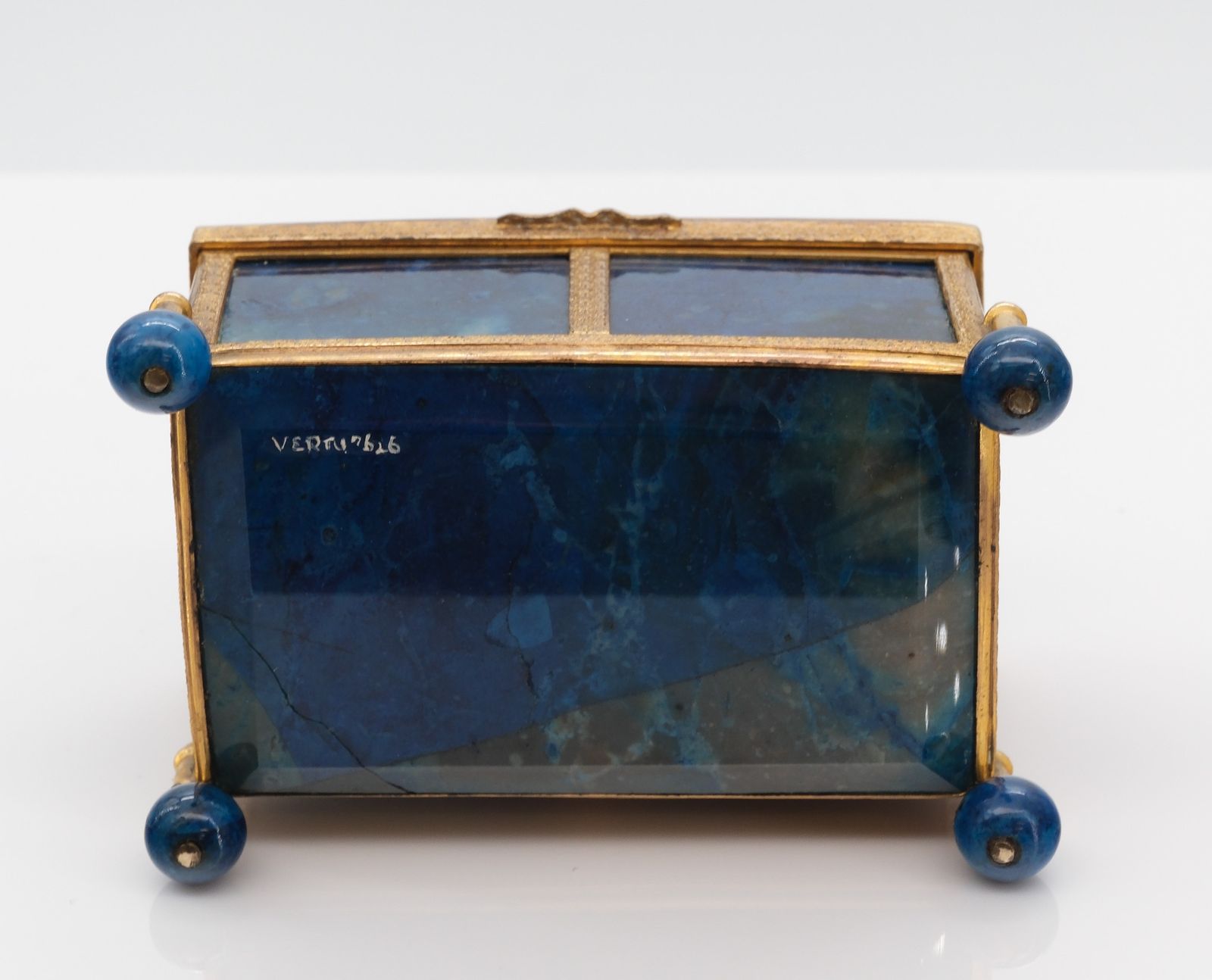 photo vintage Antique Lapis Lazuli & Gilt Metal Miniature Box Casket French Circa 1880