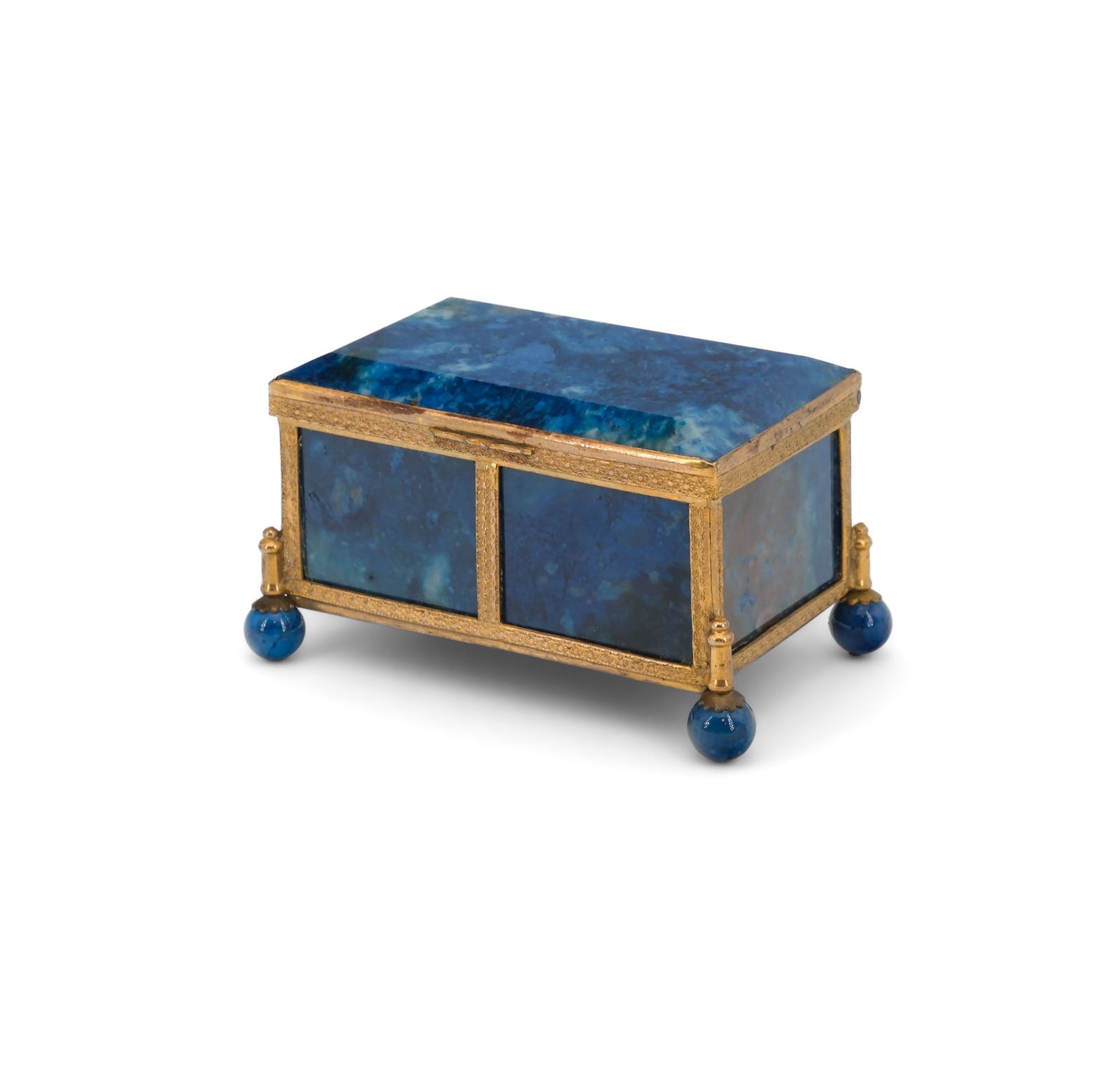 Antique Lapis Lazuli & Gilt Metal Miniature Box Casket French Circa 1880