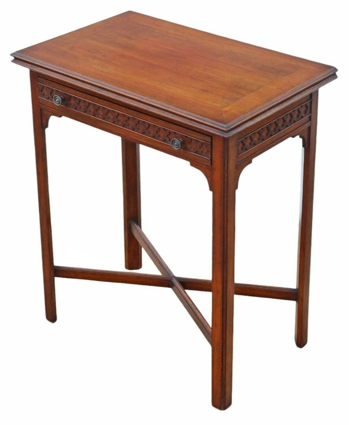 Antique Fine Quality Early 20th Century Mahogany Writing Card Table   Desk Side Dressing photo furniture