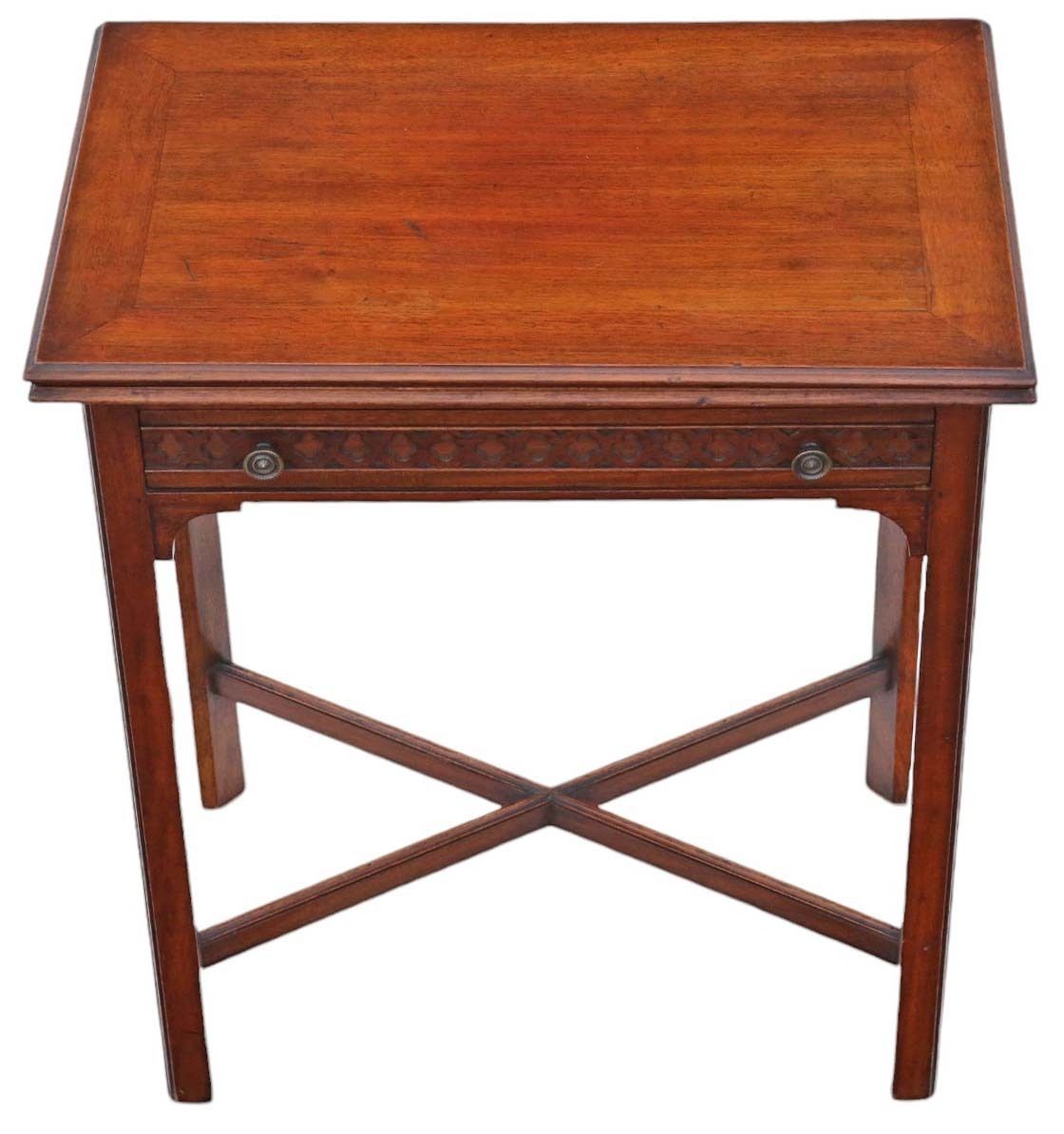 Antique Fine Quality Early 20th Century Mahogany Writing Card Table   Desk Side Dressing photo vinterior