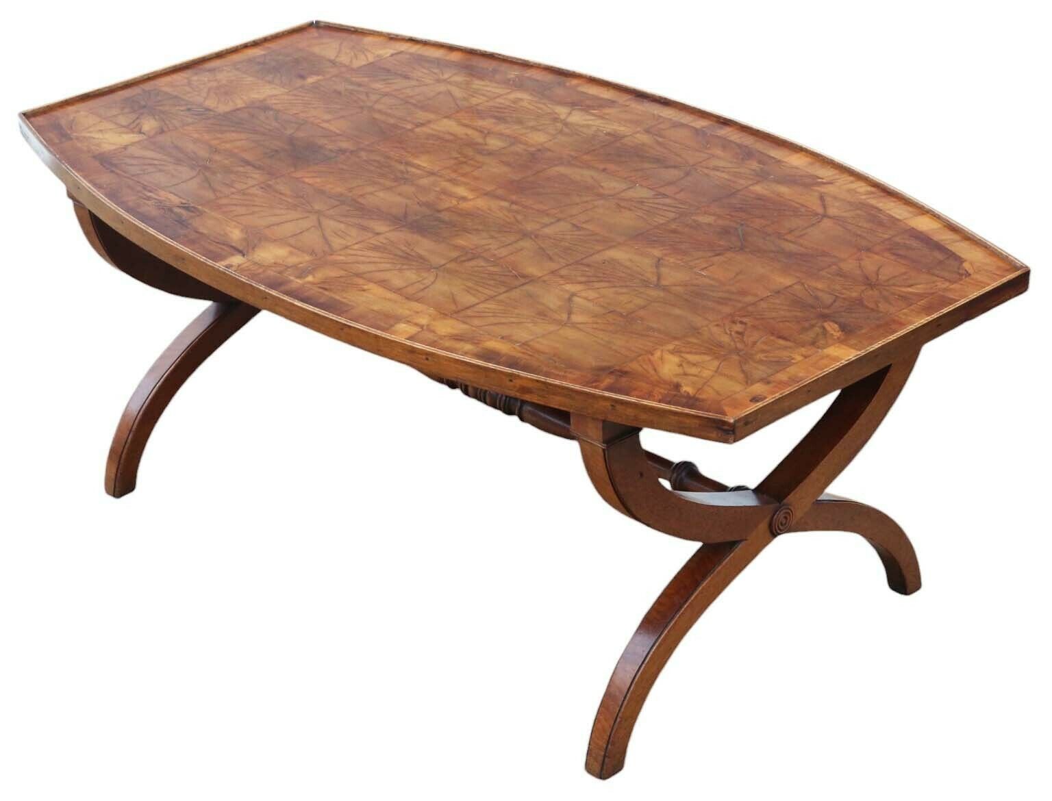 Antique Vintage Quality Early 20th Century Yew Oyster Veneer Coffee Table photo furniture