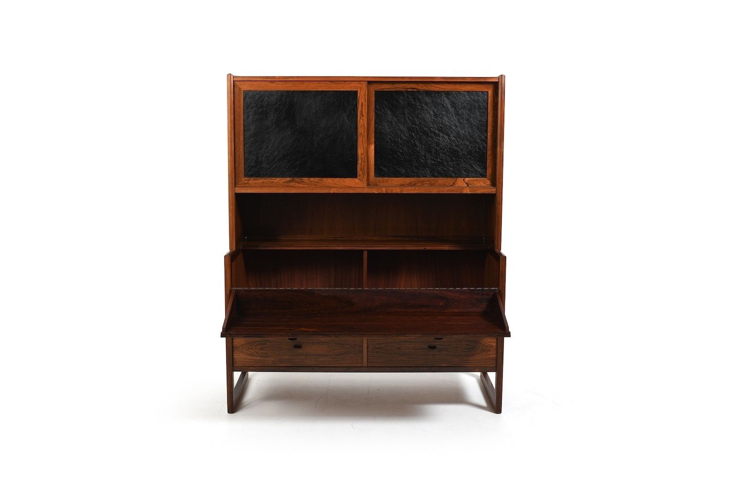 Rare Danish Bar Cabinet With Leather Parts 1960s photo vinterior