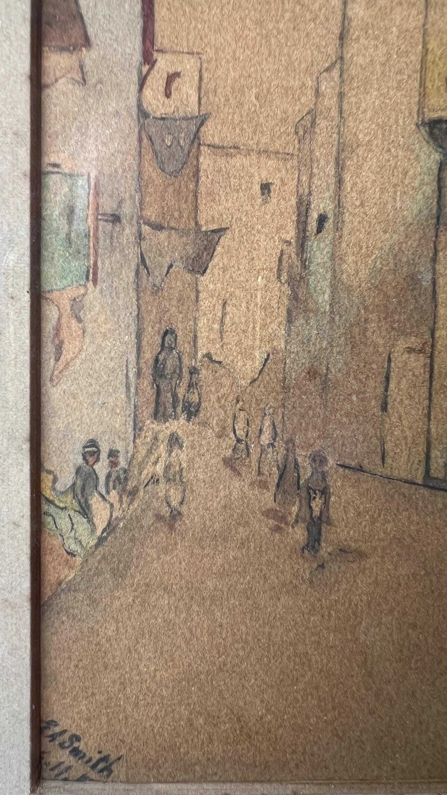 Early 1900 Original And Signed Watercolour Drawing Of A Street In Cairo photo 99.0