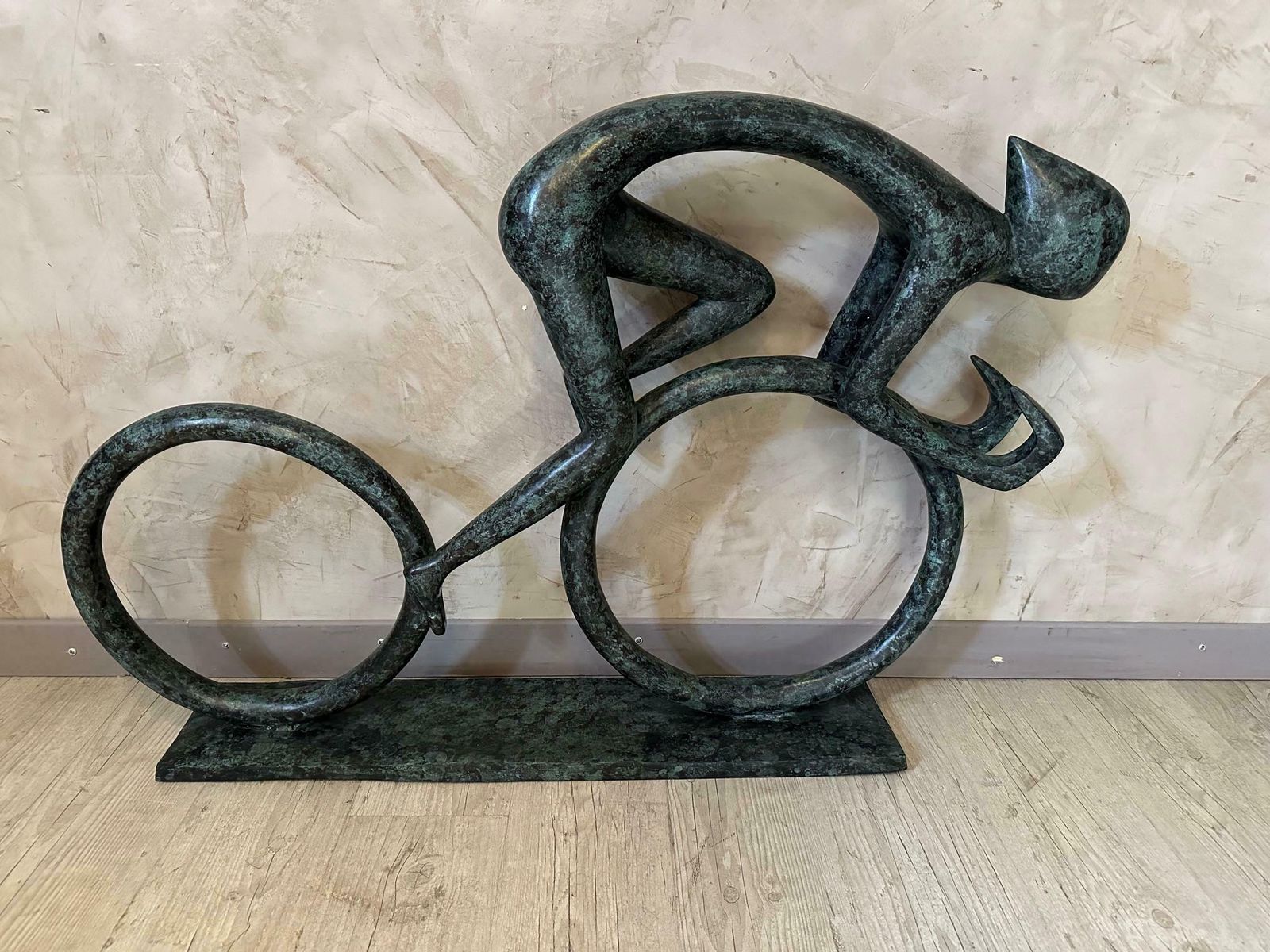 Contemporary "Tour De France" Cyclist Bronze Sculpture photo furniture
