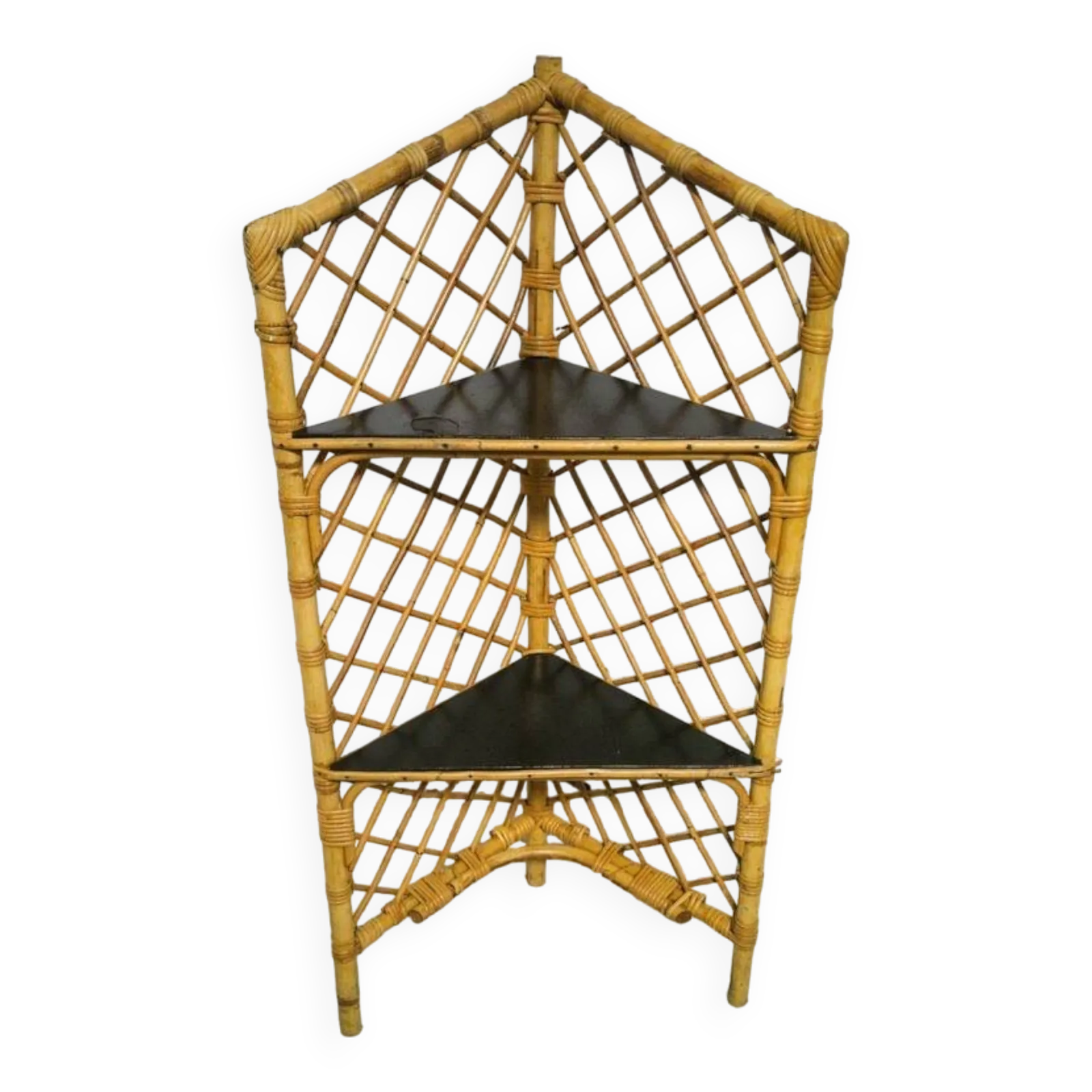 Rattan Corner Shelf, Boho