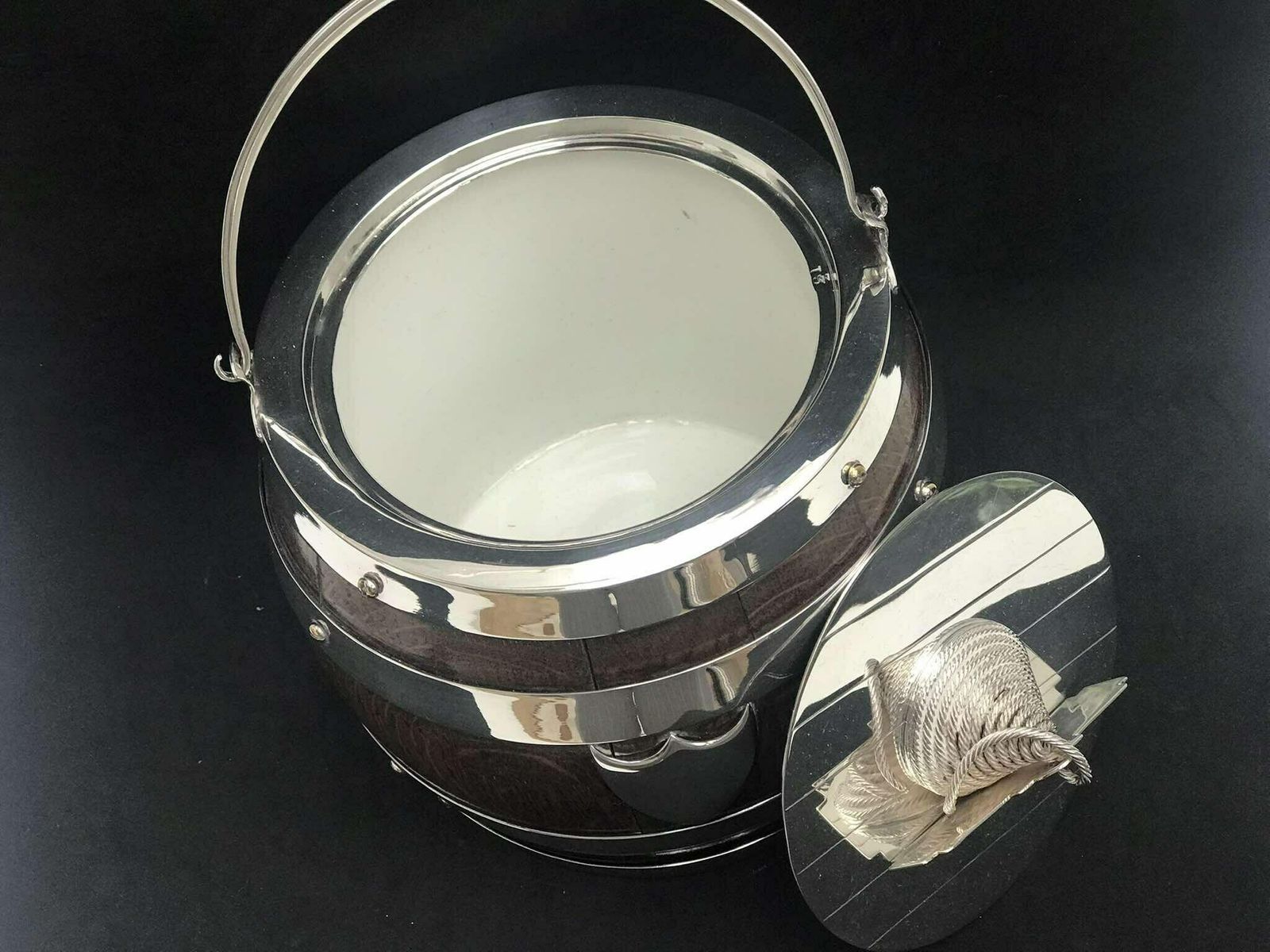 Biscuit Barrel English Victorian Oak And Silver Plate Or Ice Bucket British Antique Gift For Family Luxury Gift Cookies Jar Box English Bar photo Home Decor