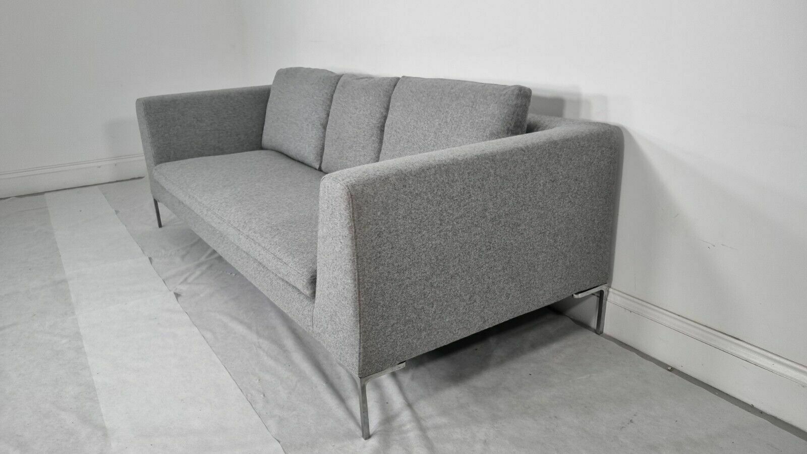 Stunning Bb Italia Charles Sofa In Soft Mid Grey Lambswool Excellent Condition photo vinterior