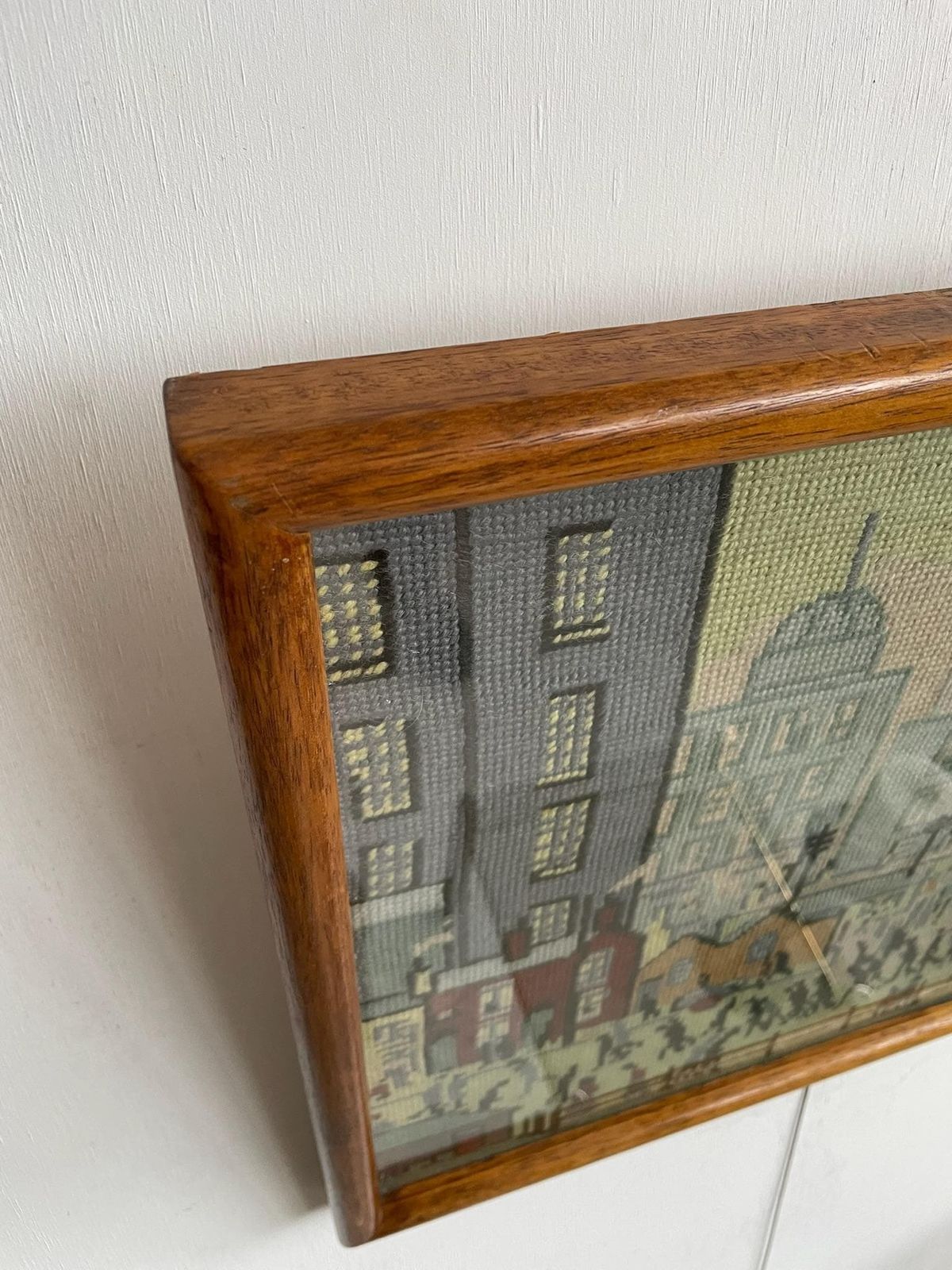 Needlework Retro Framed Ls Lowry Art In A Chunky Wooden Frame ‘Coming From The Mill’ photo vintage