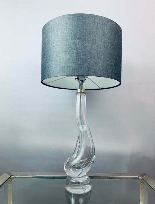 1950s Belgium Val St Lambert Clear Crystal Glass "Swan" Table Lamp photo vintage