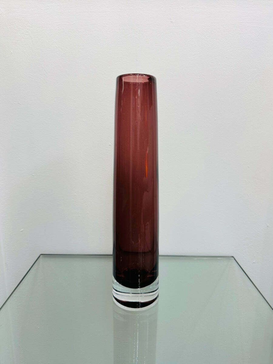 photo for sale 1960s Danish Handblown Purple & Clear Glass Vase