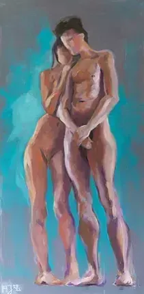 Jung Axel, Nude Painting, Oil On Canvas, 21st Century photo furniture
