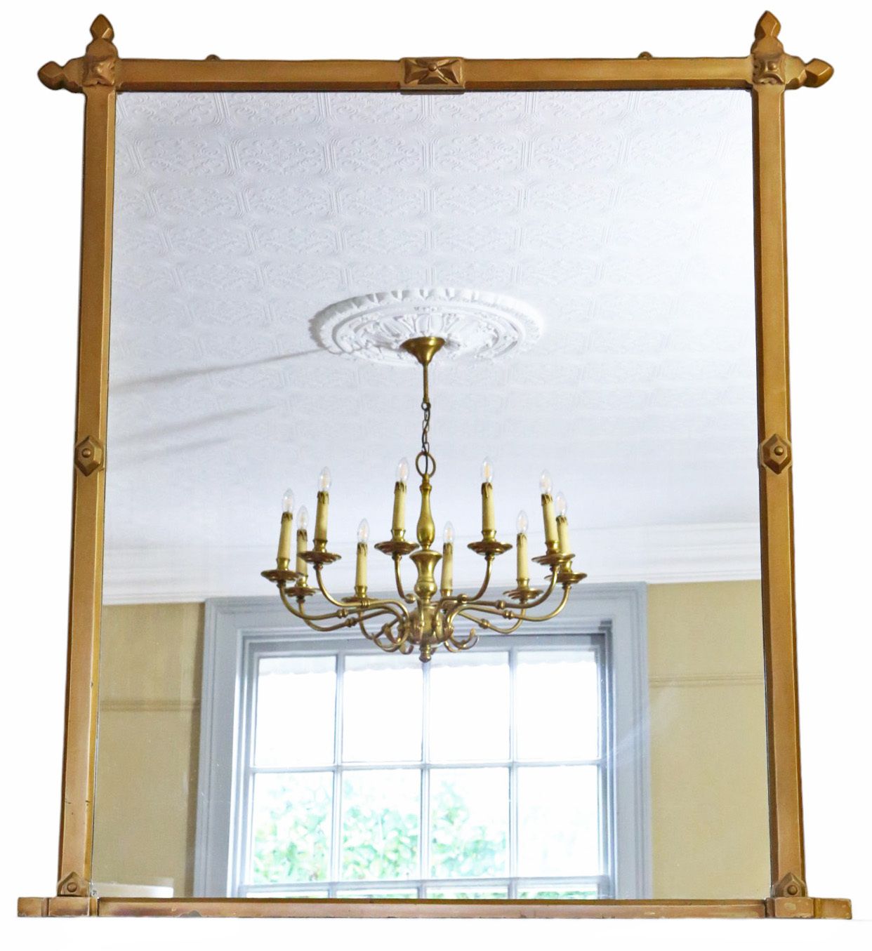 Antique Large 19th Century Gilt Overmantle Wall Mirror – High Quality Arts And Crafts