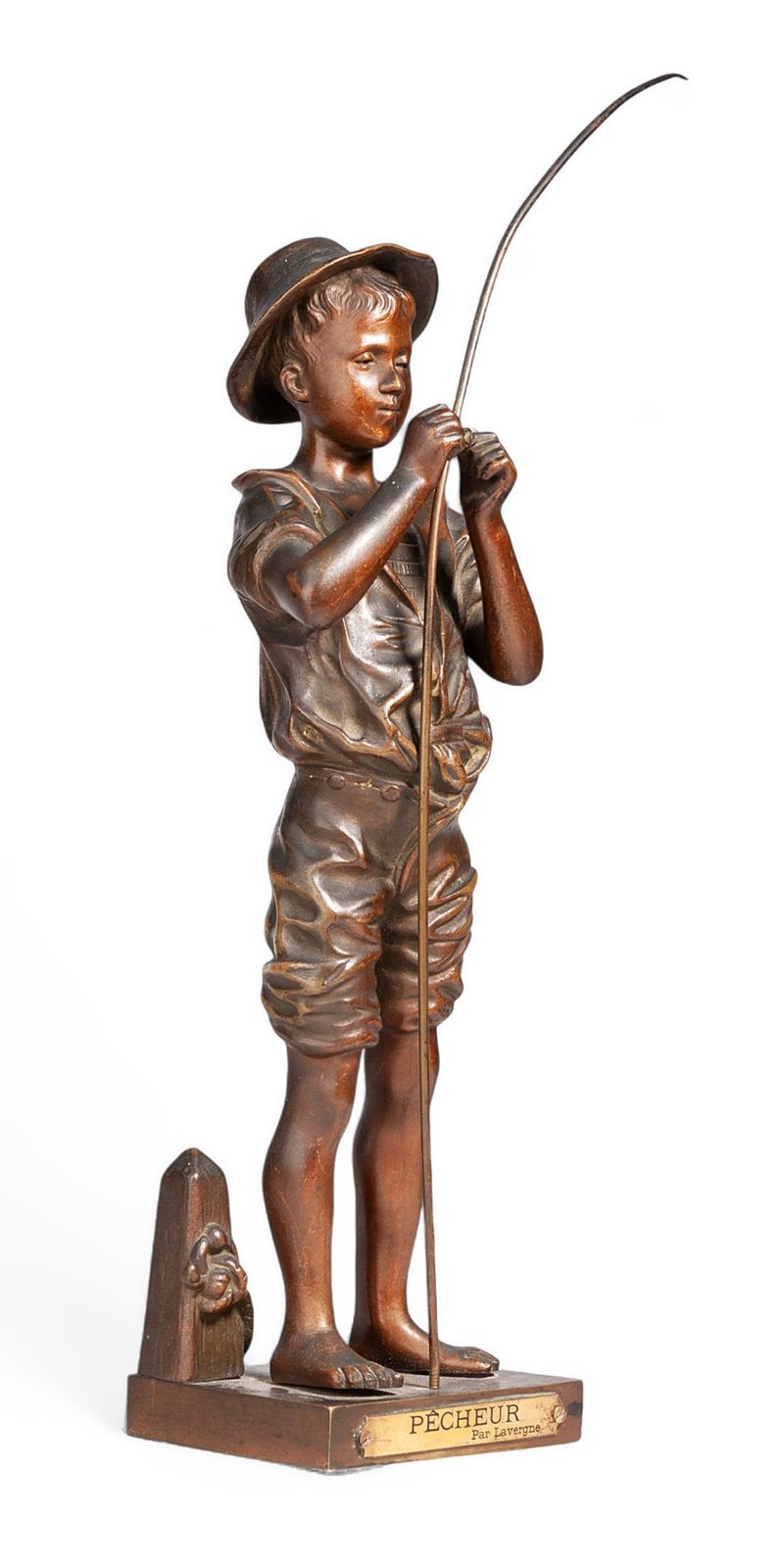 1890s Belle époque Bronze Sculpture Of A Young Fisherman 'Pêcheur' By The Sculptor Adolphe Jean Lavergne, France