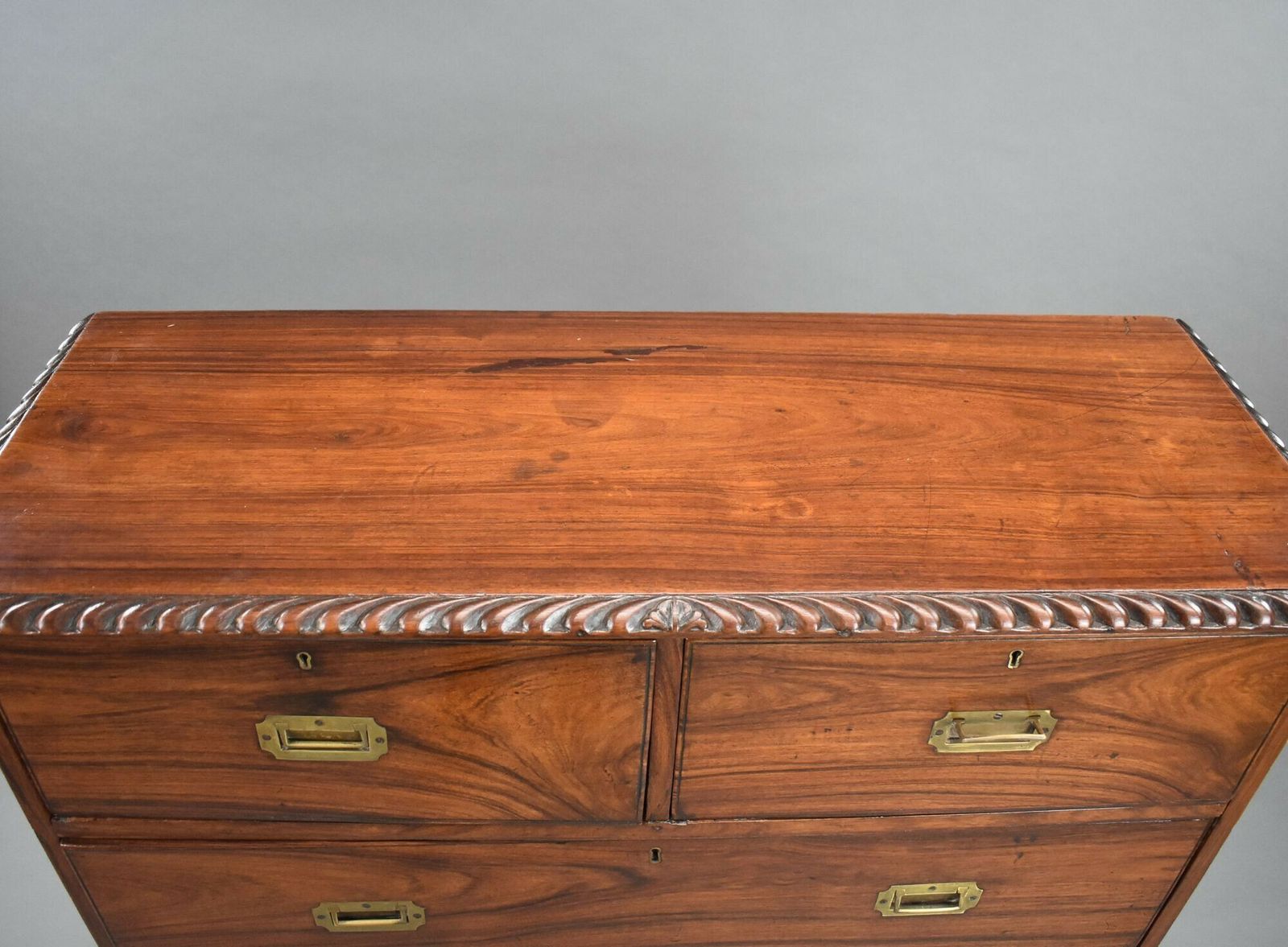 19th Century Anglo Indian Padouk Campaign Chest photo vinterior