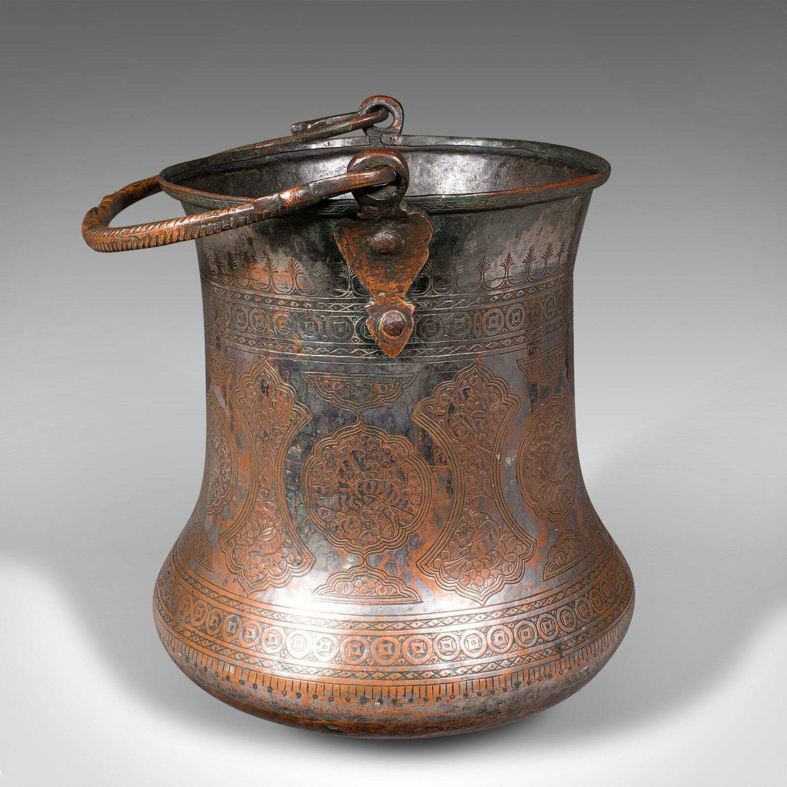 Antique Water Bucket, Burmese, Silvered Copper, Fireside Store, Georgian, C.1800 photo Home Decor
