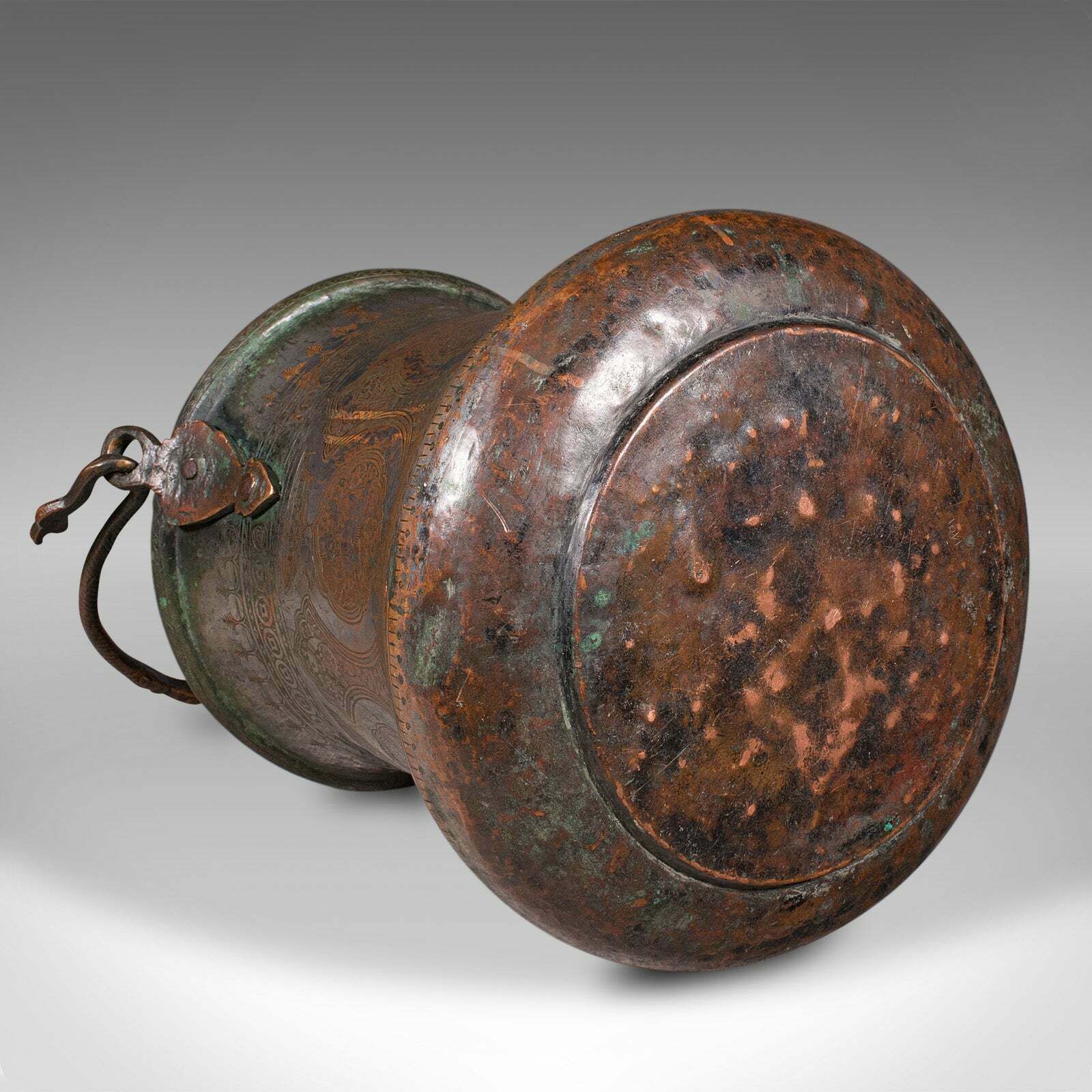 Home Decor Antique Water Bucket, Burmese, Silvered Copper, Fireside Store, Georgian, C.1800 photo