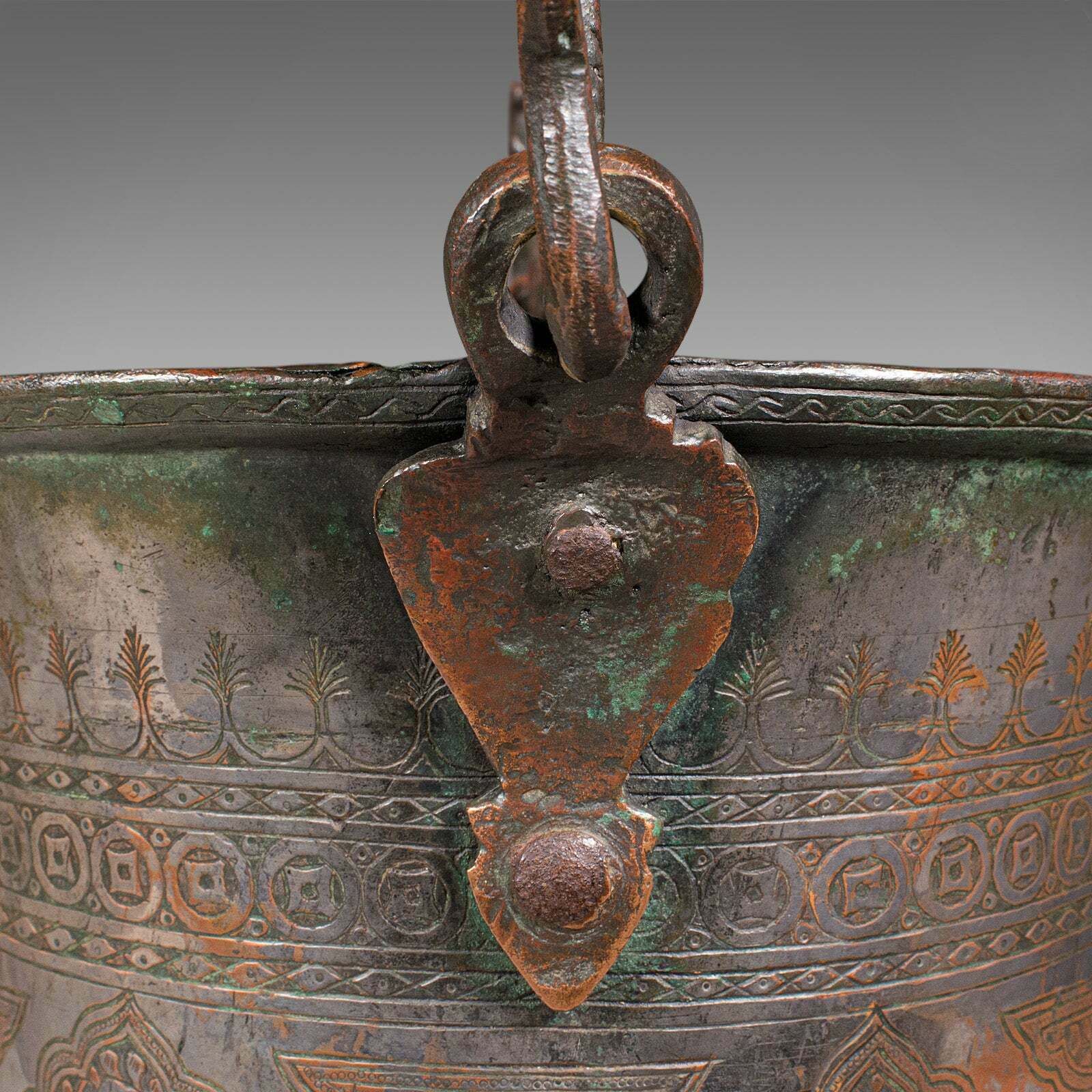 985.0 Antique Water Bucket, Burmese, Silvered Copper, Fireside Store, Georgian, C.1800 photo