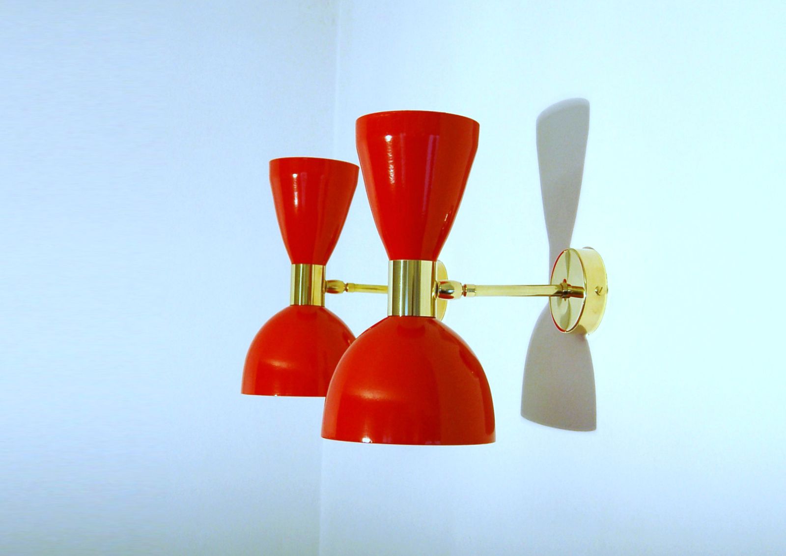 Pair Of Wall Lamp Metal / Red Color Style '50 photo vinterior