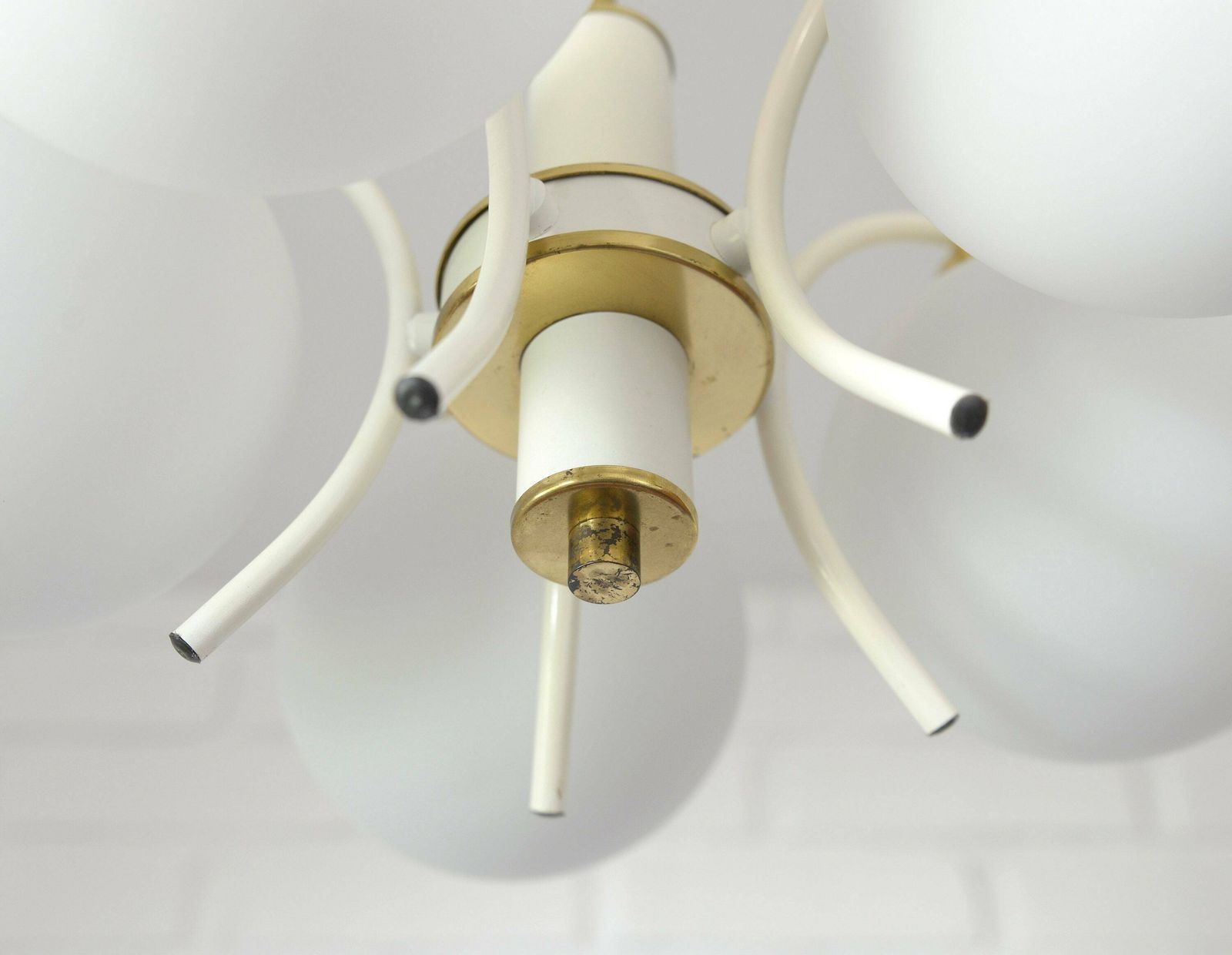Mid Century Modern / Vintage Chandelier / Mcm Sputnik / Pendant Light Fixture / Yugoslavia 1970's / White Hanging Lamp / Retro Cool Lamp photo buy