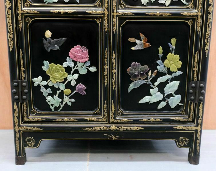 Furniture 20th Century Black Lacquer Gold Inlaid Cabinet From Jinlong Beijing Furniture photo