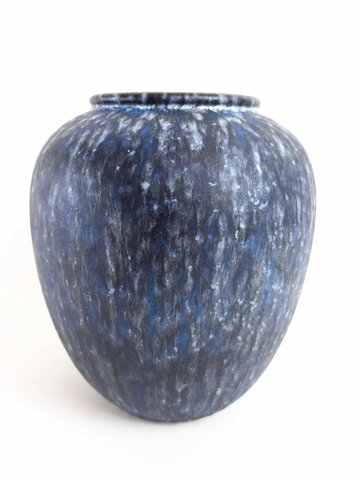 West German Pottery Vase By Steuler   Large Modern Blue Black Round Vase photo buy