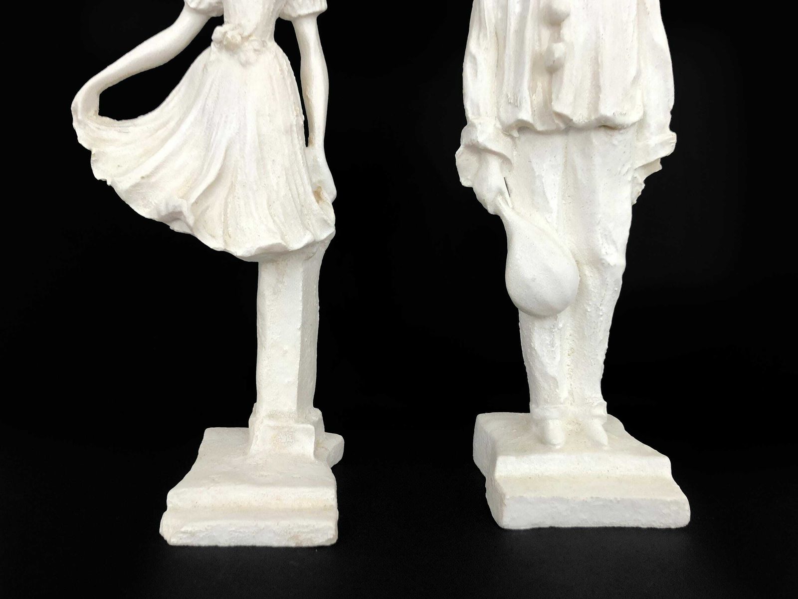 Pair Of Sculptures Of Pierrot And Colombine In Salt Stone Art Deco Style. 50s 60s photo buy